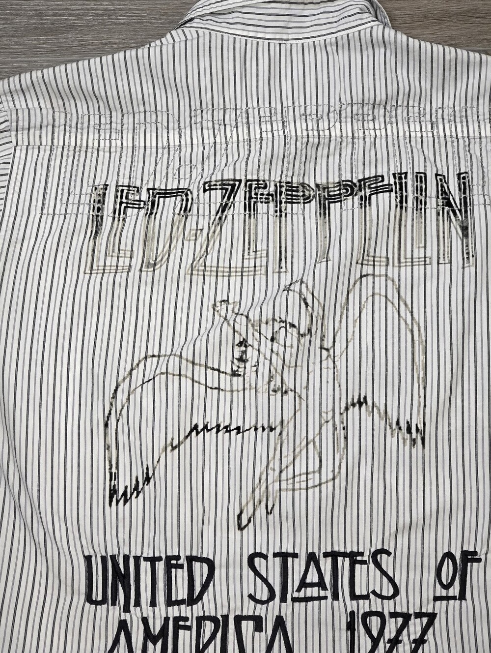 Led Zeppelin Bravado Button Shirt Mens M "Swan Song" Patched Symbols - Picture 7 of 7
